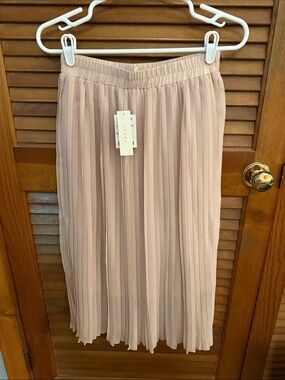 Adiva Light Blush Pleated Midi Skirt